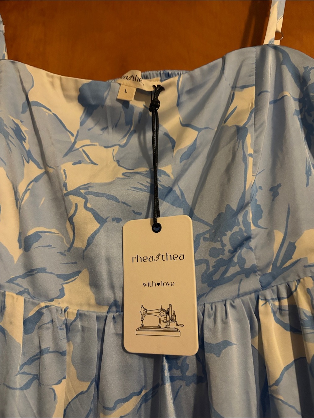 Sky Blue Floral Maxi Dress with Spaghetti Straps - Picture 2 of 4